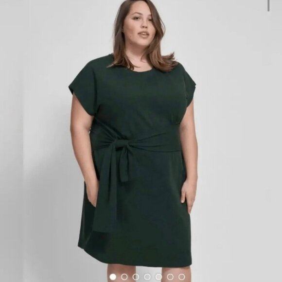 Universal Standard Classic Jersey Tie Dress Women XL Green Jersey Cotton Stretch - Picture 1 of 10